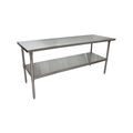 Bk Resources Work Table 16/304 Stainless Steel With Galvanized Undershelf 72"Wx24"D CTT-7224